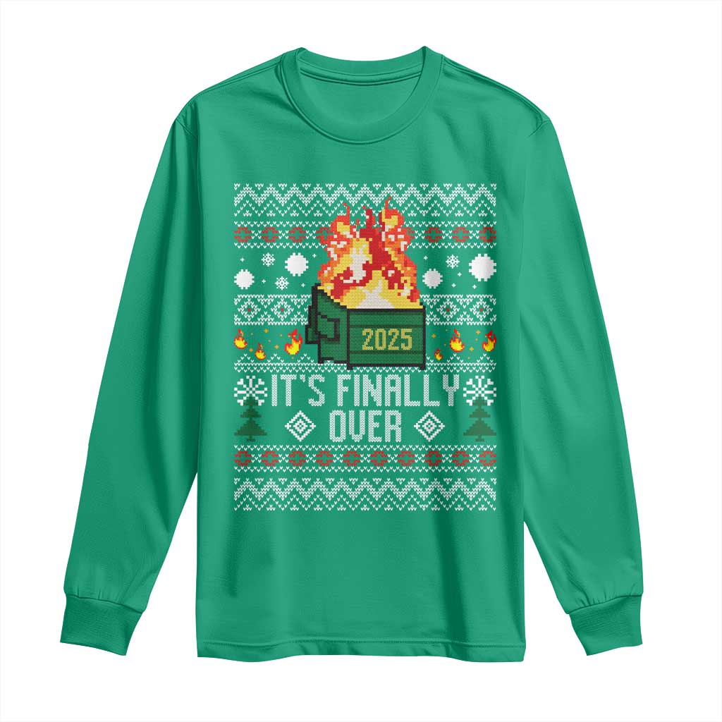 Funny Christmas Lil Dumpster Fire Long Sleeve Shirt It Is Finally Over 2025 - Wonder Print Shop