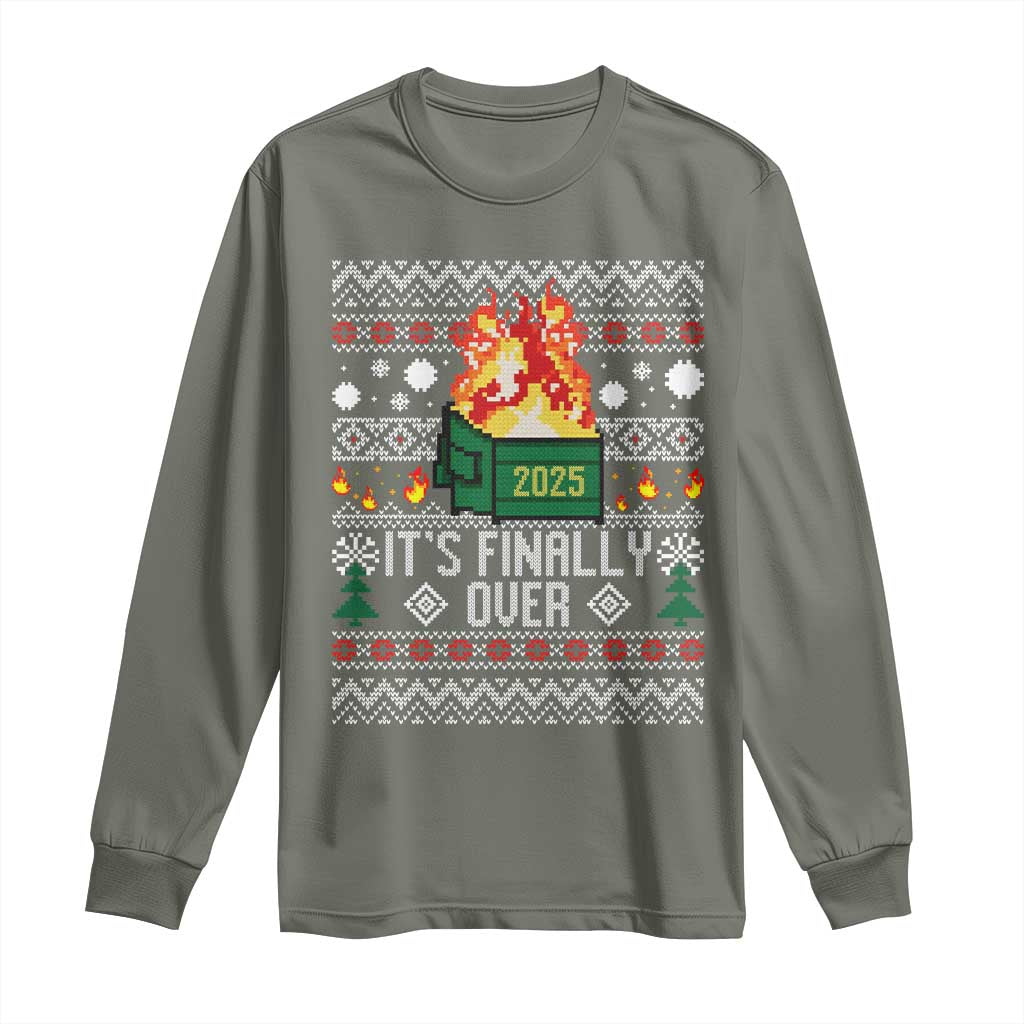 Funny Christmas Lil Dumpster Fire Long Sleeve Shirt It Is Finally Over 2025 - Wonder Print Shop