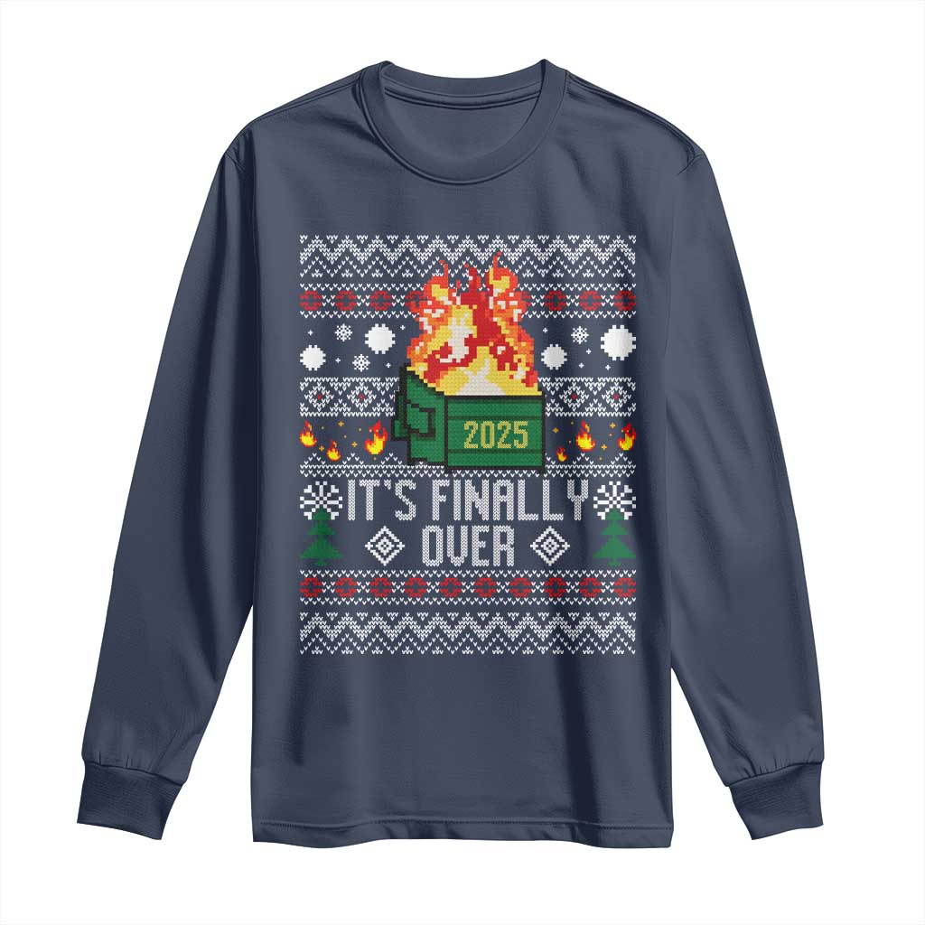 Funny Christmas Lil Dumpster Fire Long Sleeve Shirt It Is Finally Over 2025 - Wonder Print Shop