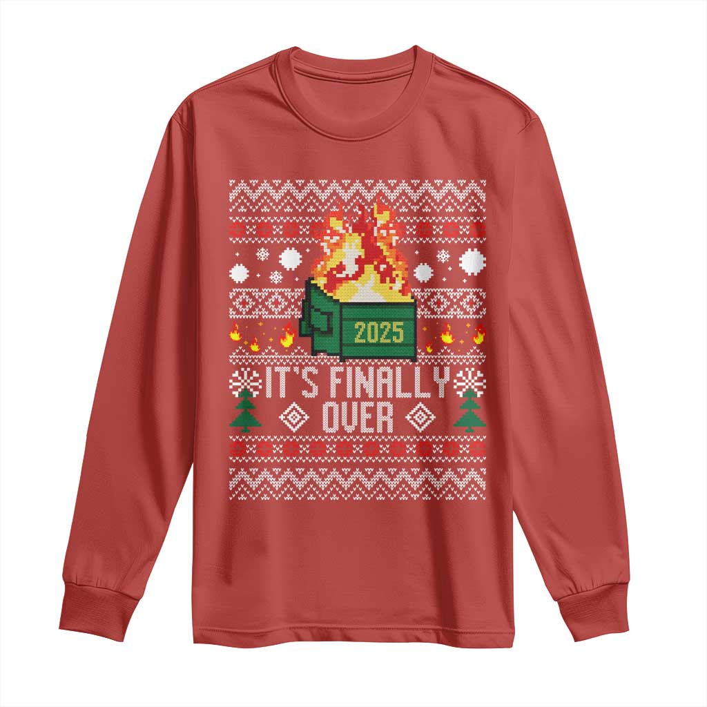 Funny Christmas Lil Dumpster Fire Long Sleeve Shirt It Is Finally Over 2025 - Wonder Print Shop