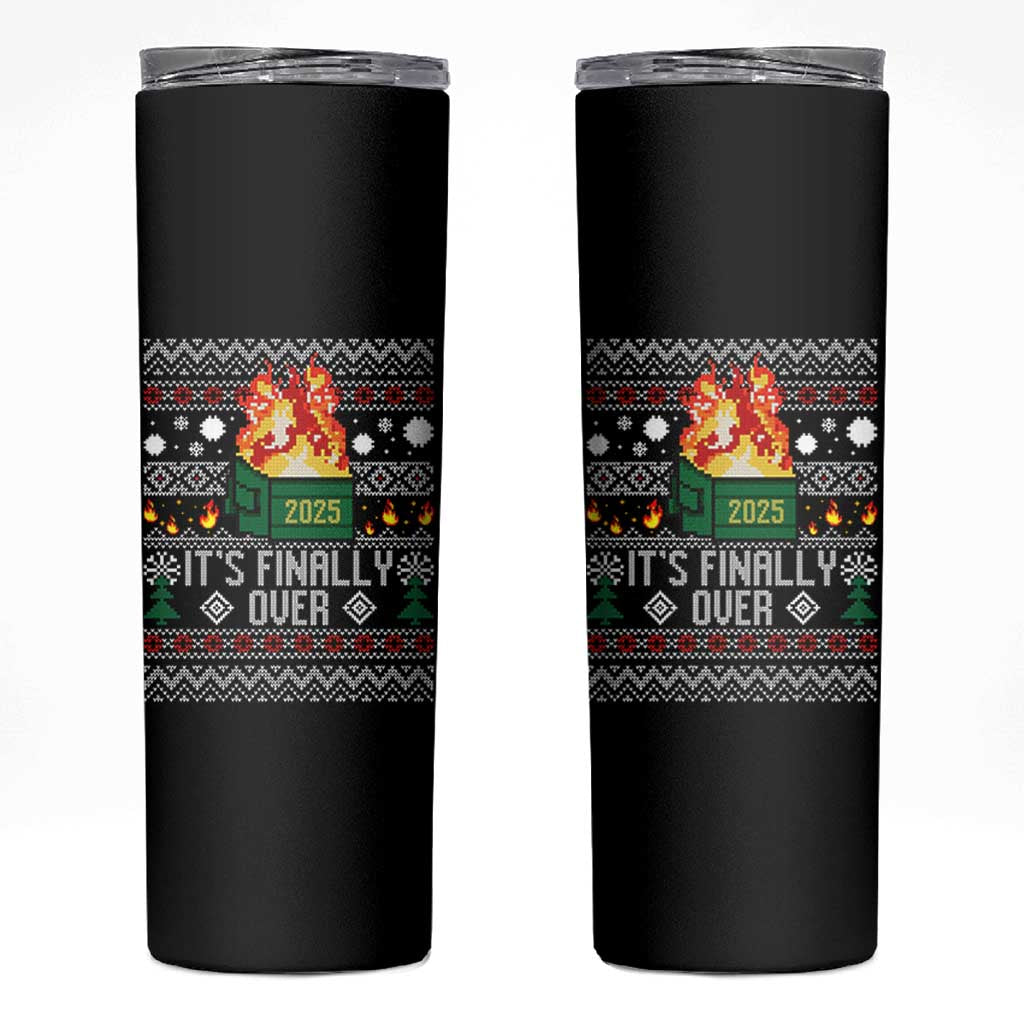 Funny Christmas Lil Dumpster Fire Skinny Tumbler It Is Finally Over 2025 - Wonder Print Shop