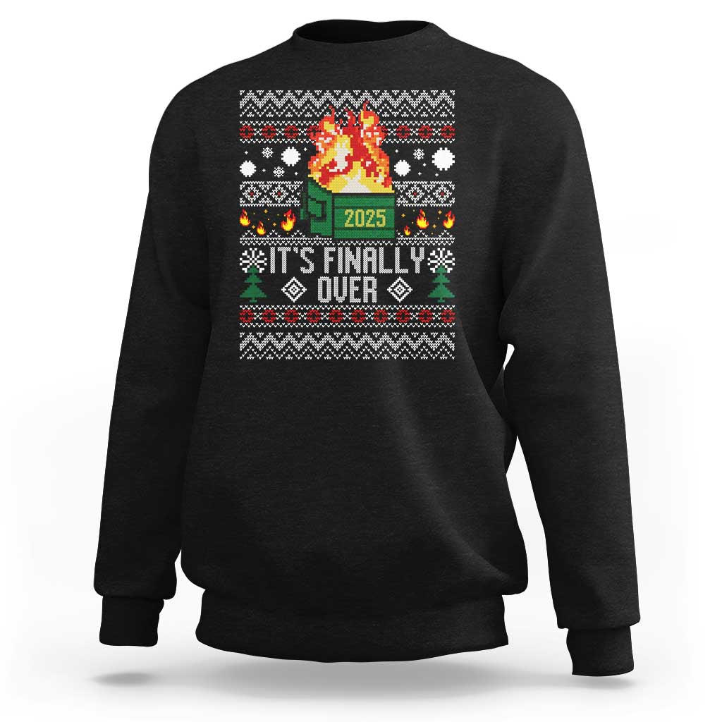 Funny Christmas Lil Dumpster Fire Sweatshirt It Is Finally Over 2025 - Wonder Print Shop