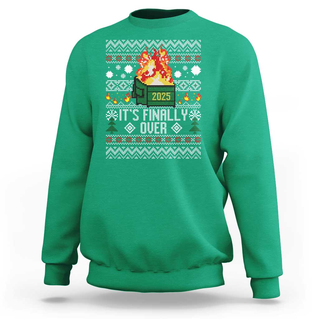 Funny Christmas Lil Dumpster Fire Sweatshirt It Is Finally Over 2025 - Wonder Print Shop
