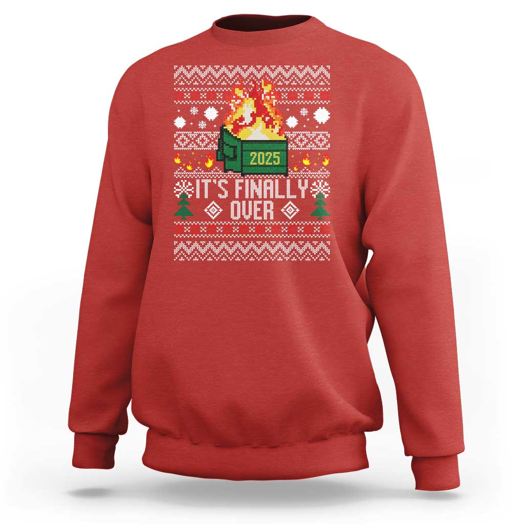 Funny Christmas Lil Dumpster Fire Sweatshirt It Is Finally Over 2025 - Wonder Print Shop
