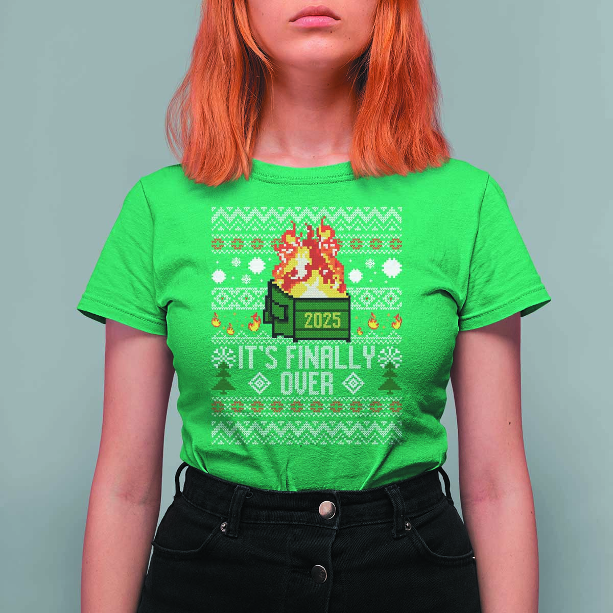 Funny Christmas Lil Dumpster Fire T Shirt For Women It Is Finally Over 2025 - Wonder Print Shop