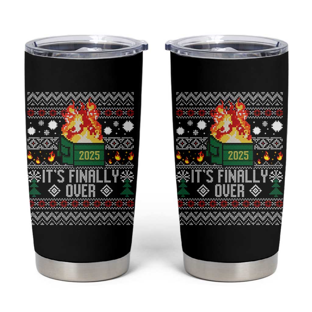 Funny Christmas Lil Dumpster Fire Tumbler Cup It Is Finally Over 2025 - Wonder Print Shop