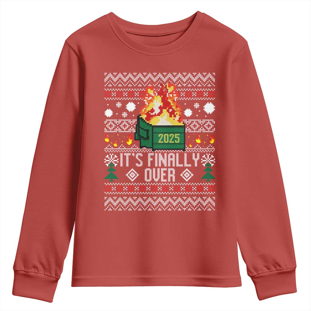 Funny Christmas Lil Dumpster Fire Youth Sweatshirt It Is Finally Over 2025 - Wonder Print Shop