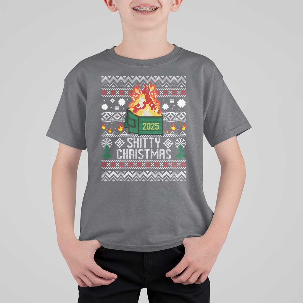 Funny Xmas Lil Dumpster Fire T Shirt For Kid Shitty Christmas Festive Holiday - Wonder Print Shop