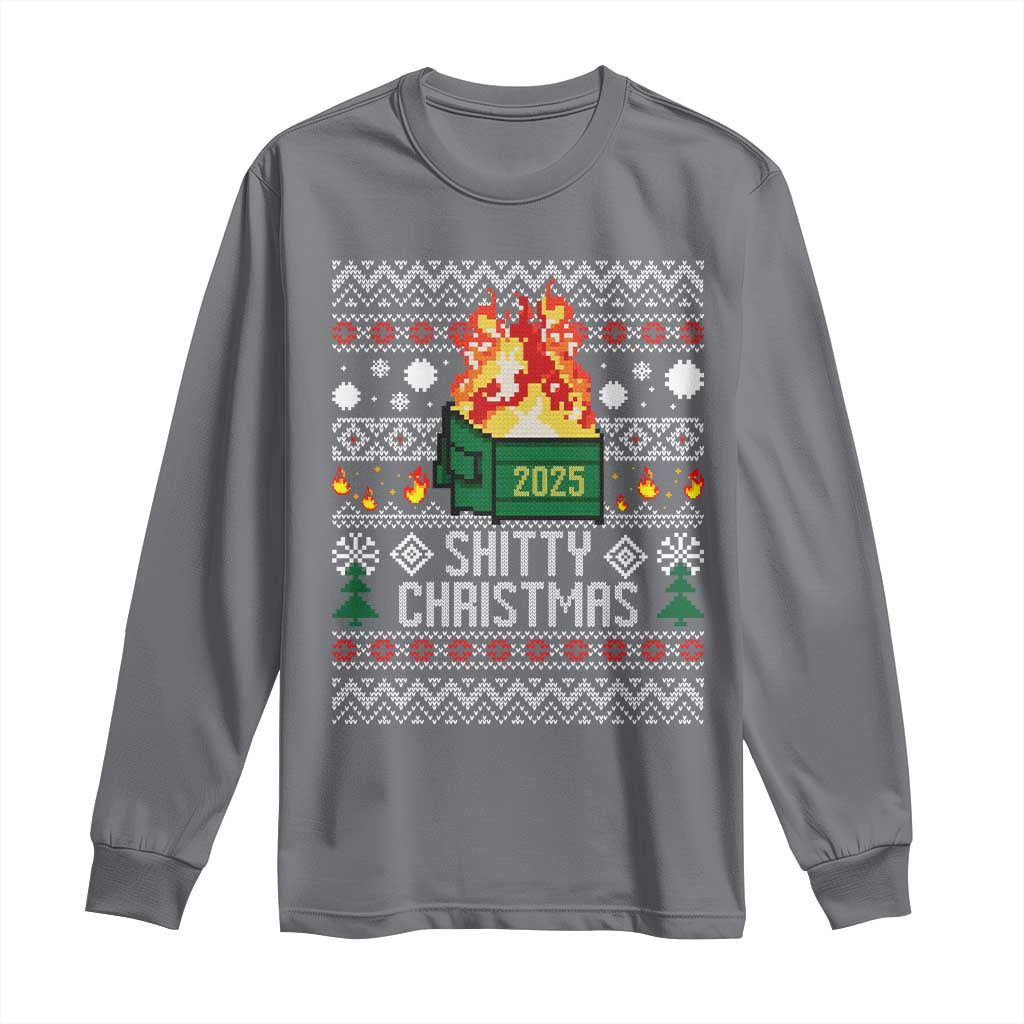 Funny Xmas Lil Dumpster Fire Long Sleeve Shirt Shitty Christmas Festive Holiday - Wonder Print Shop