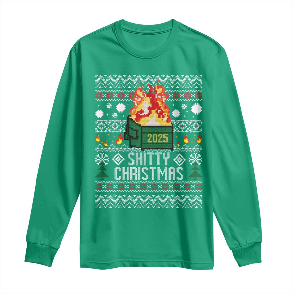 Funny Xmas Lil Dumpster Fire Long Sleeve Shirt Shitty Christmas Festive Holiday - Wonder Print Shop