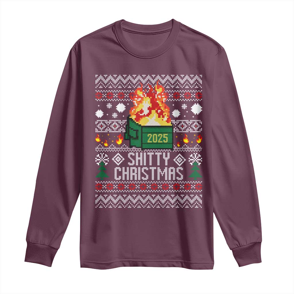 Funny Xmas Lil Dumpster Fire Long Sleeve Shirt Shitty Christmas Festive Holiday - Wonder Print Shop