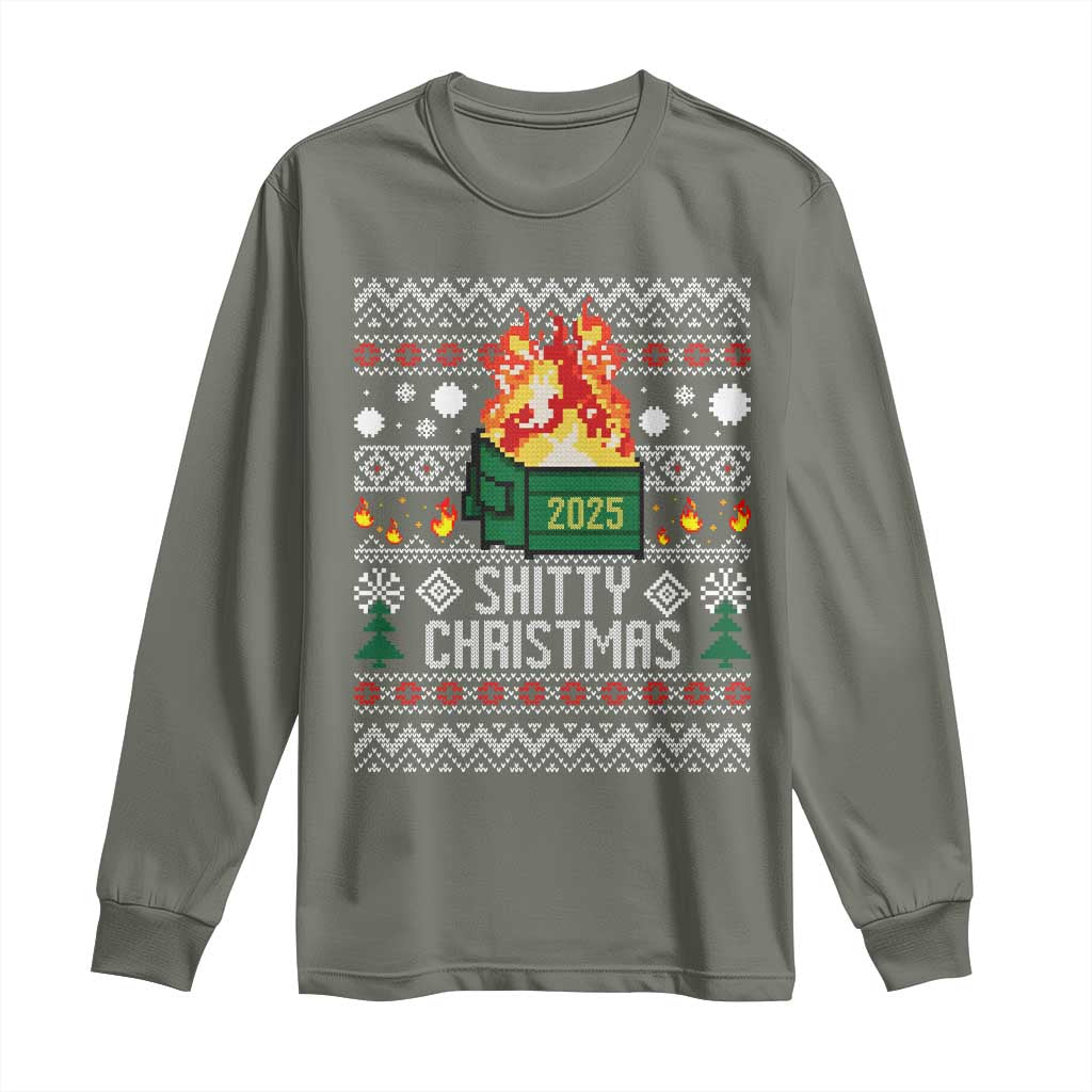Funny Xmas Lil Dumpster Fire Long Sleeve Shirt Shitty Christmas Festive Holiday - Wonder Print Shop