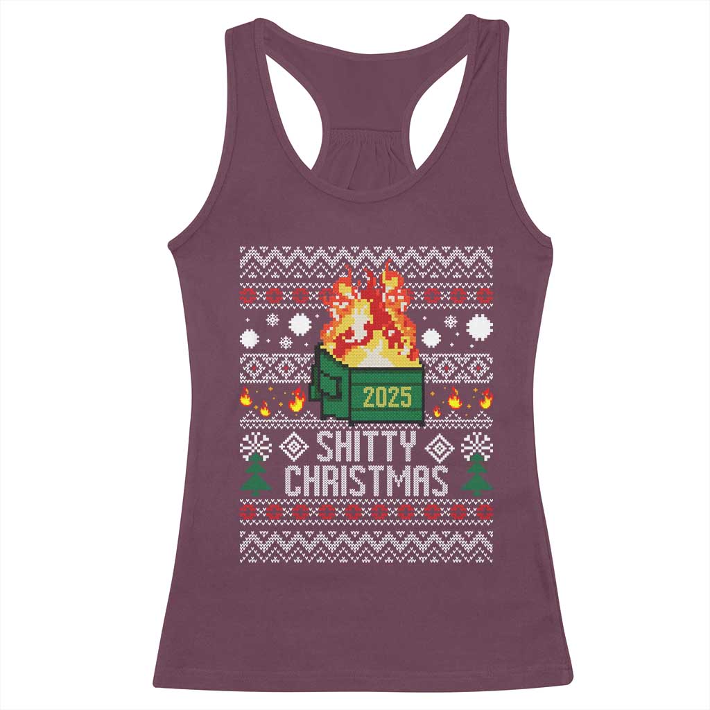 Funny Xmas Lil Dumpster Fire Racerback Tank Top Shitty Christmas Festive Holiday - Wonder Print Shop