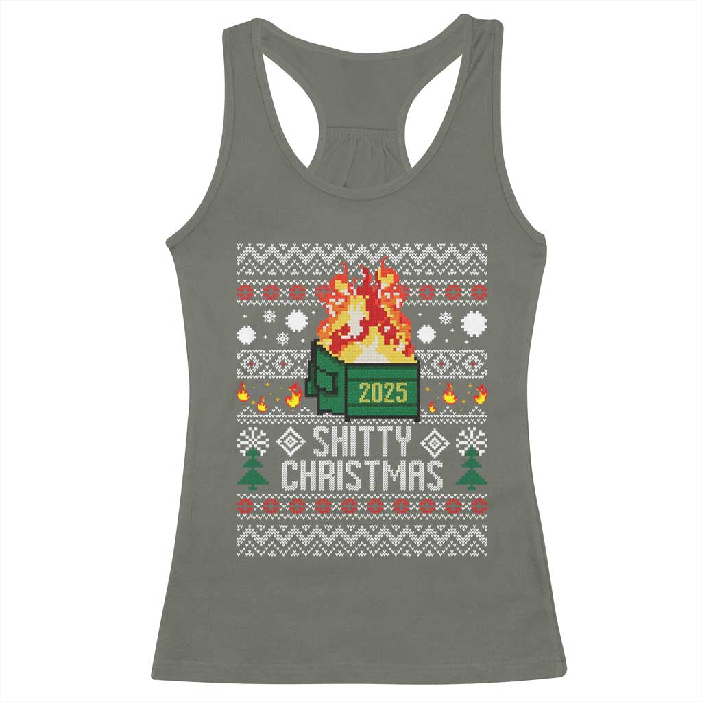 Funny Xmas Lil Dumpster Fire Racerback Tank Top Shitty Christmas Festive Holiday - Wonder Print Shop