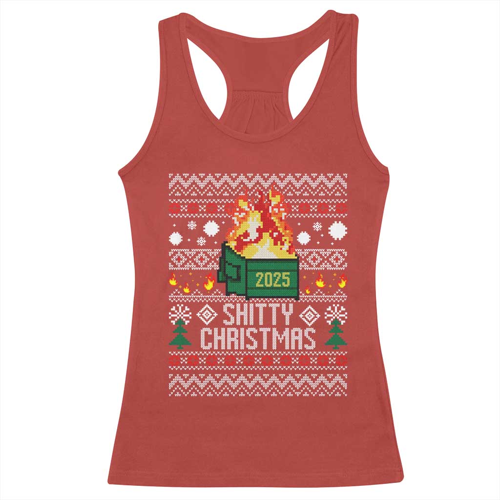 Funny Xmas Lil Dumpster Fire Racerback Tank Top Shitty Christmas Festive Holiday - Wonder Print Shop