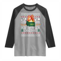 Funny Xmas Lil Dumpster Fire Raglan Shirt Shitty Christmas Festive Holiday - Wonder Print Shop