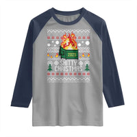 Funny Xmas Lil Dumpster Fire Raglan Shirt Shitty Christmas Festive Holiday - Wonder Print Shop