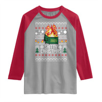 Funny Xmas Lil Dumpster Fire Raglan Shirt Shitty Christmas Festive Holiday - Wonder Print Shop