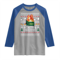 Funny Xmas Lil Dumpster Fire Raglan Shirt Shitty Christmas Festive Holiday - Wonder Print Shop