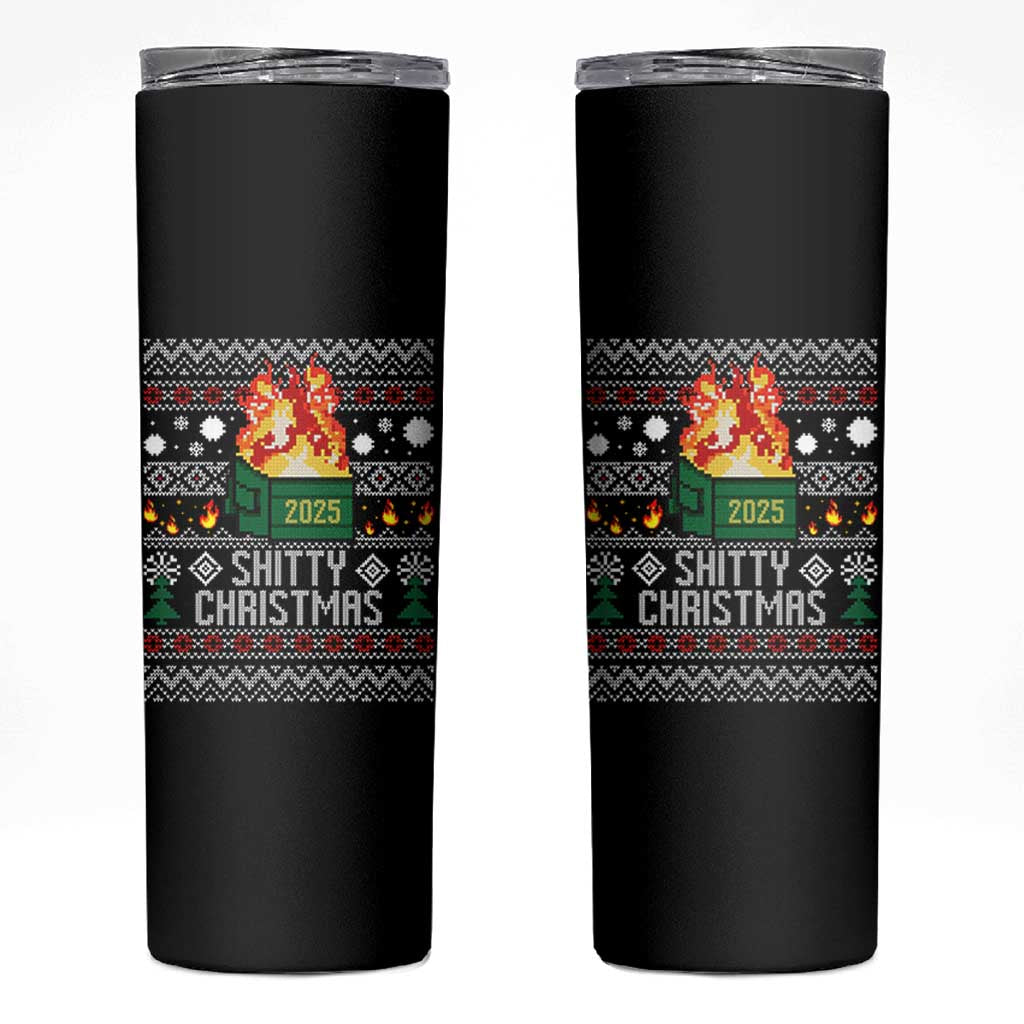 Funny Xmas Lil Dumpster Fire Skinny Tumbler Shitty Christmas Festive Holiday - Wonder Print Shop