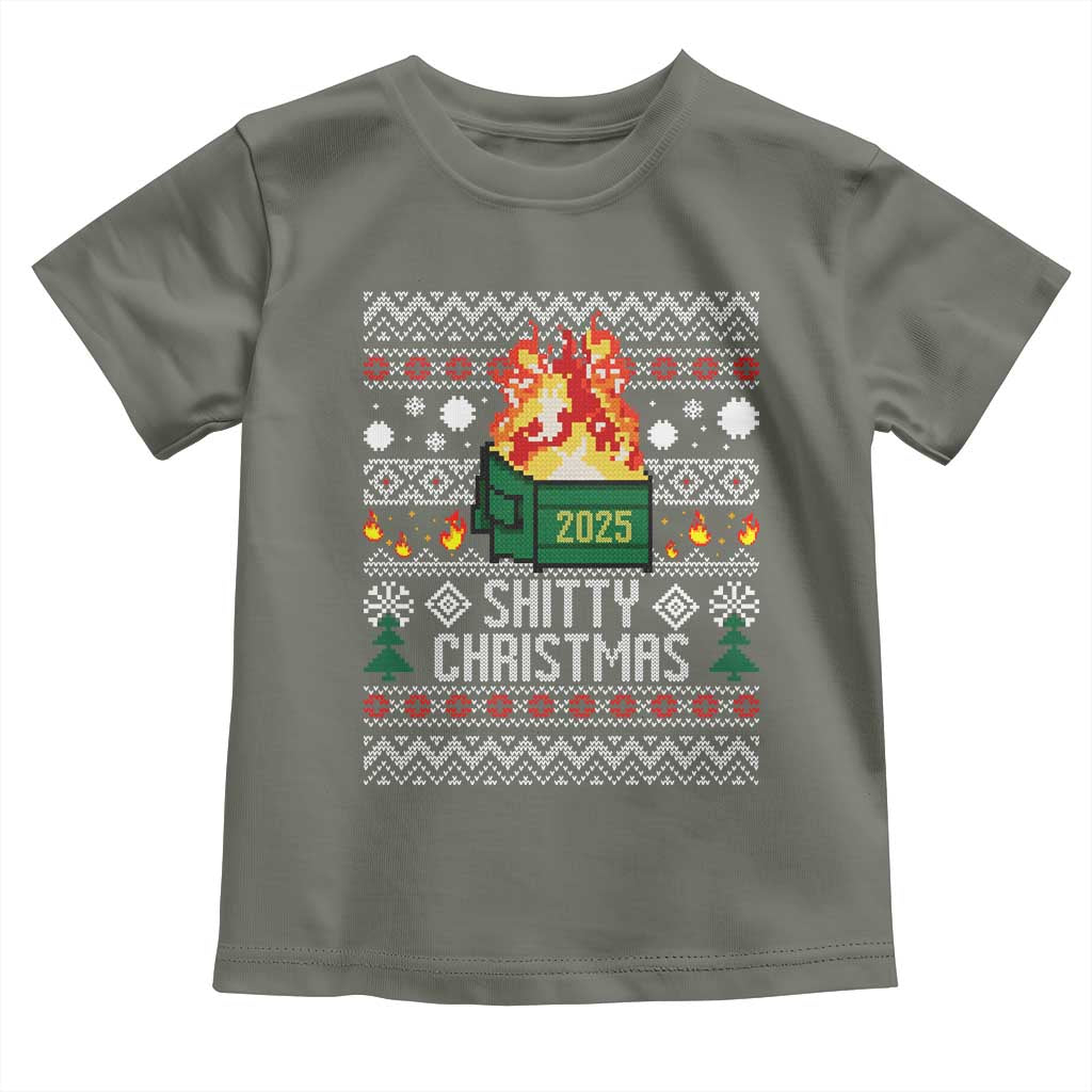 Funny Xmas Lil Dumpster Fire Toddler T Shirt Shitty Christmas Festive Holiday - Wonder Print Shop