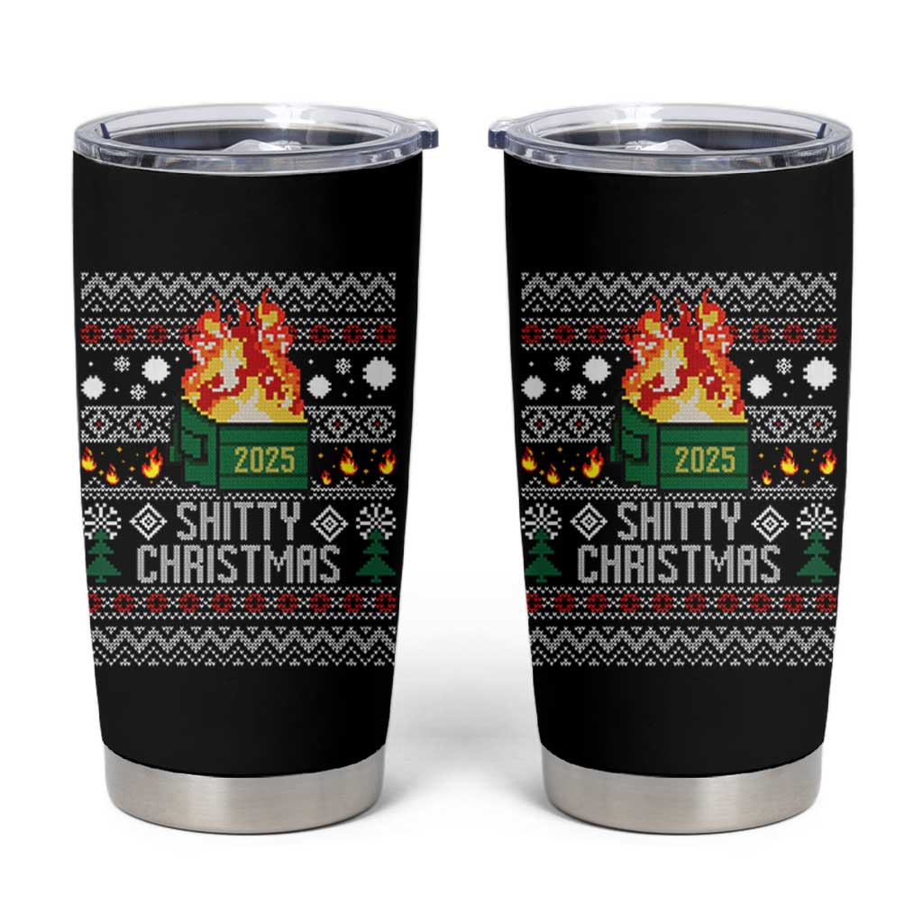 Funny Xmas Lil Dumpster Fire Tumbler Cup Shitty Christmas Festive Holiday - Wonder Print Shop