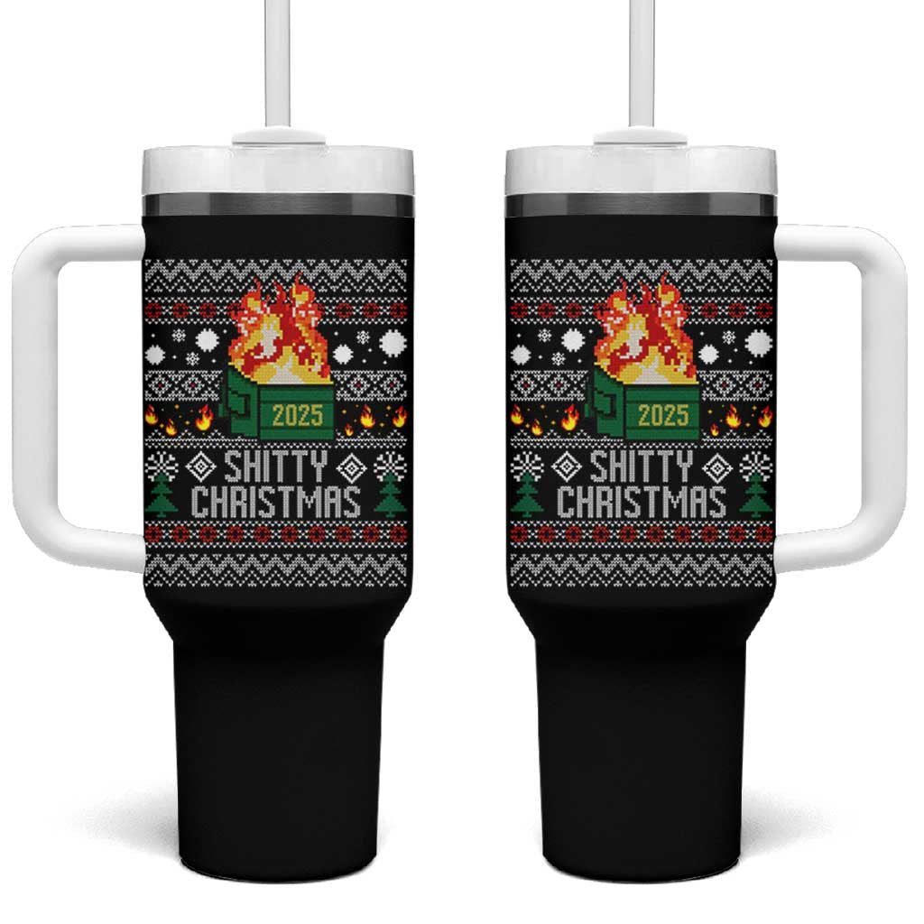 Funny Xmas Lil Dumpster Fire Tumbler With Handle Shitty Christmas Festive Holiday - Wonder Print Shop