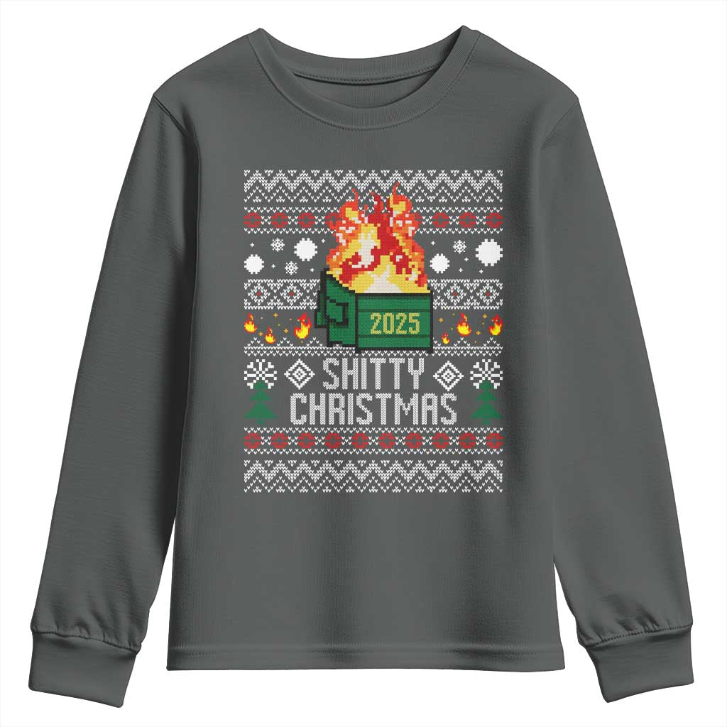 Funny Xmas Lil Dumpster Fire Youth Sweatshirt Shitty Christmas Festive Holiday - Wonder Print Shop