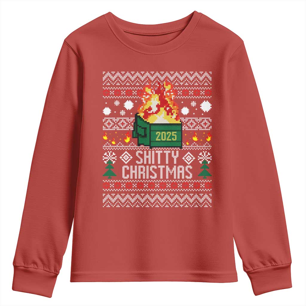 Funny Xmas Lil Dumpster Fire Youth Sweatshirt Shitty Christmas Festive Holiday - Wonder Print Shop