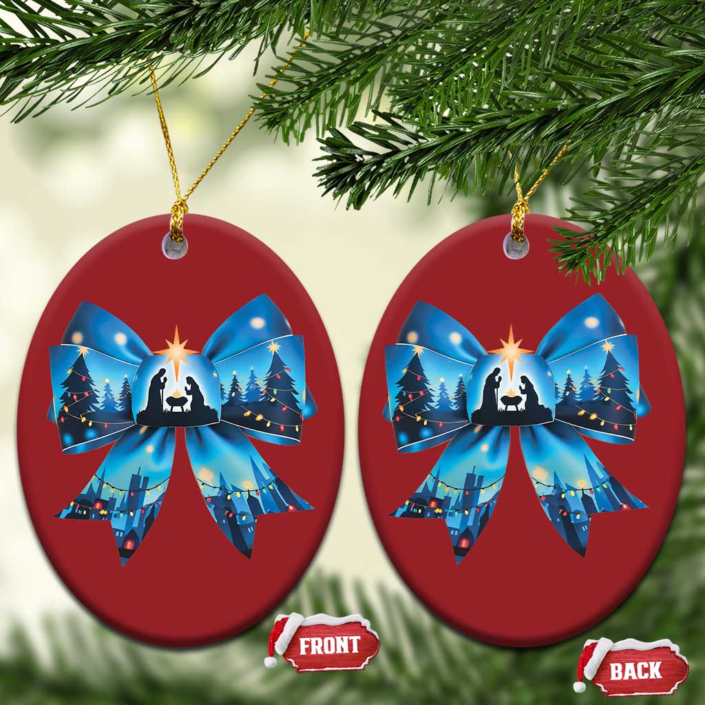 Jesus God Nativity Scene Coquette Bow Xmas Christmas Ornament - Wonder Print Shop