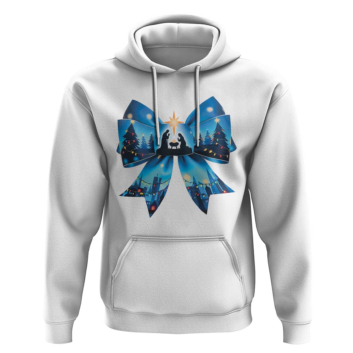 Jesus God Nativity Scene Coquette Bow Christmas Hoodie