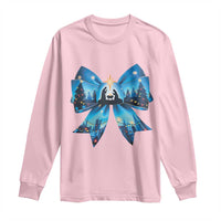 Jesus God Nativity Scene Coquette Bow Christmas Long Sleeve Shirt