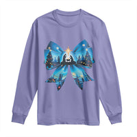 Jesus God Nativity Scene Coquette Bow Christmas Long Sleeve Shirt