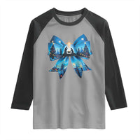 Jesus God Nativity Scene Coquette Bow Christmas Raglan Shirt - Wonder Print Shop