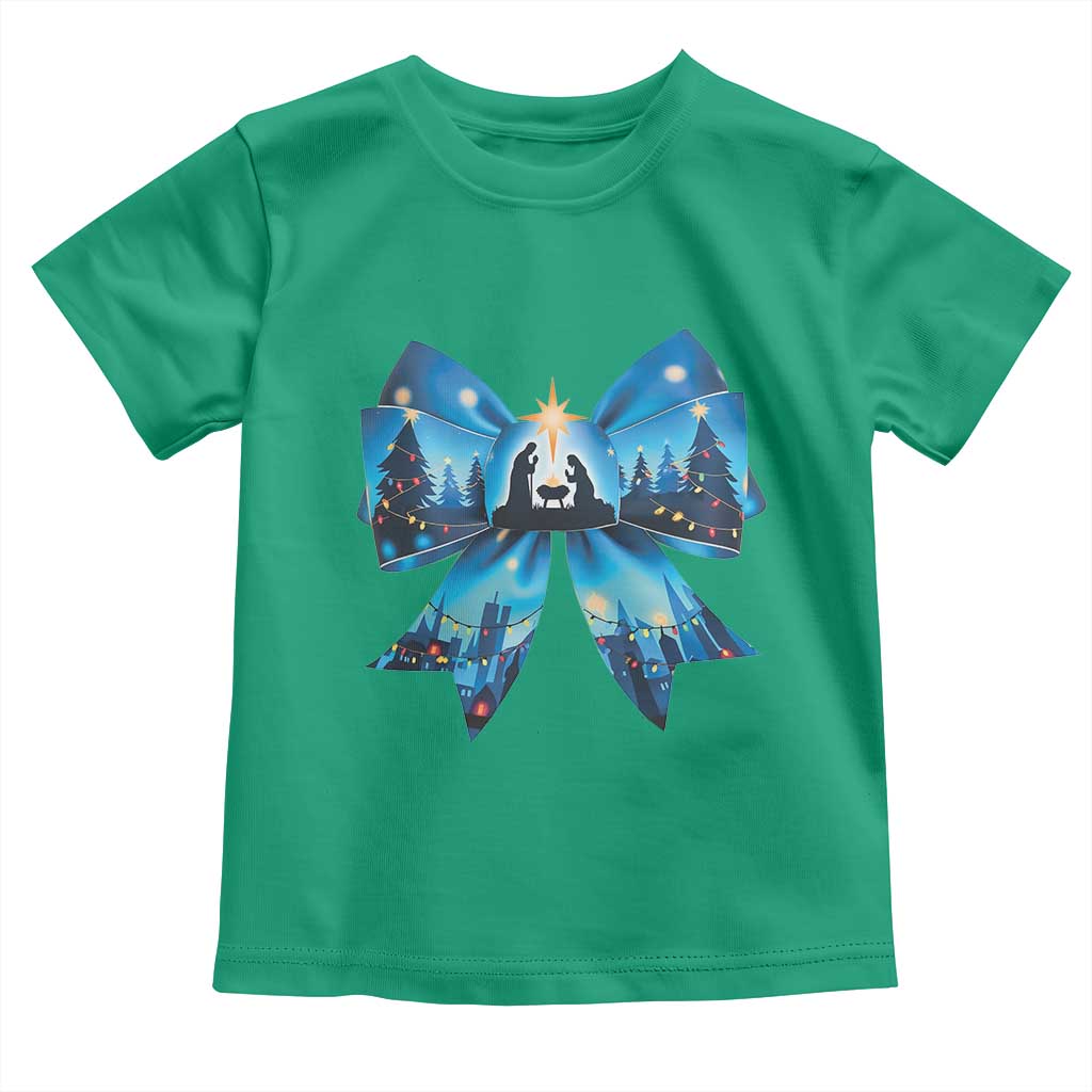 Jesus God Nativity Scene Coquette Bow Christmas Toddler T Shirt