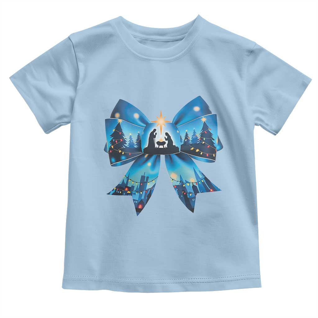 Jesus God Nativity Scene Coquette Bow Christmas Toddler T Shirt