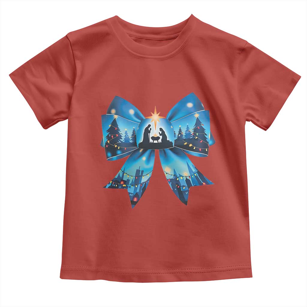 Jesus God Nativity Scene Coquette Bow Christmas Toddler T Shirt