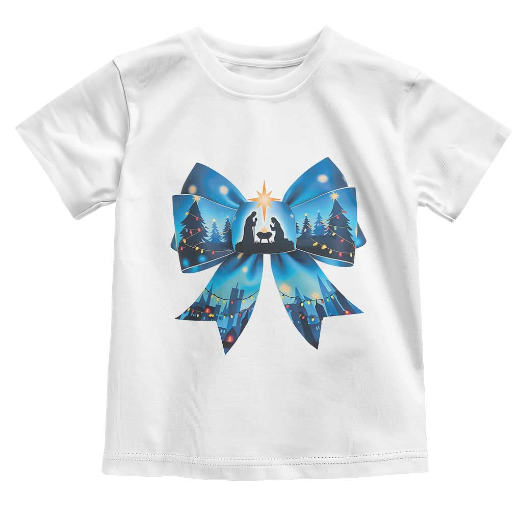 Jesus God Nativity Scene Coquette Bow Christmas Toddler T Shirt