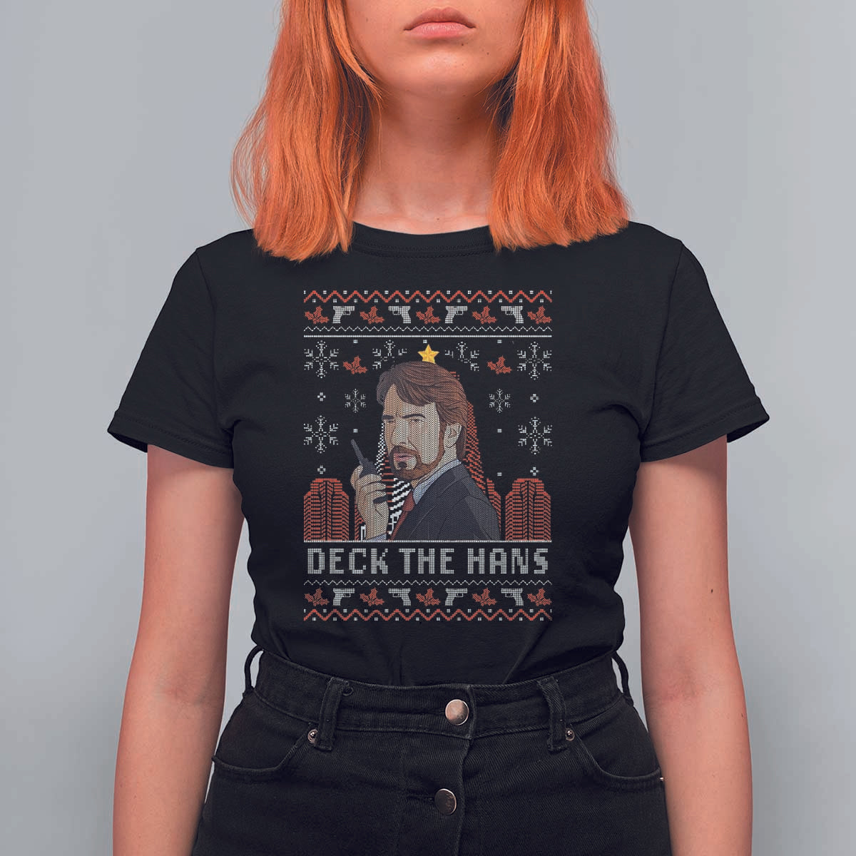 Funny Christmas Nakatomi Plaza T Shirt For Women Deck The Hans - Wonder Print Shop