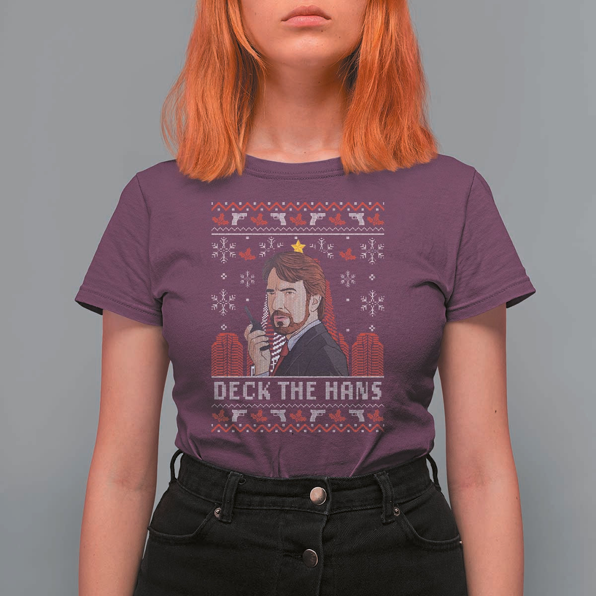 Funny Christmas Nakatomi Plaza T Shirt For Women Deck The Hans - Wonder Print Shop