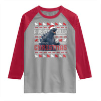 Funny Christmas Santa Godzilla Raglan Shirt A Very Godzilla Xmas Japanese Monster - Wonder Print Shop