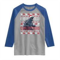 Funny Christmas Santa Godzilla Raglan Shirt A Very Godzilla Xmas Japanese Monster - Wonder Print Shop