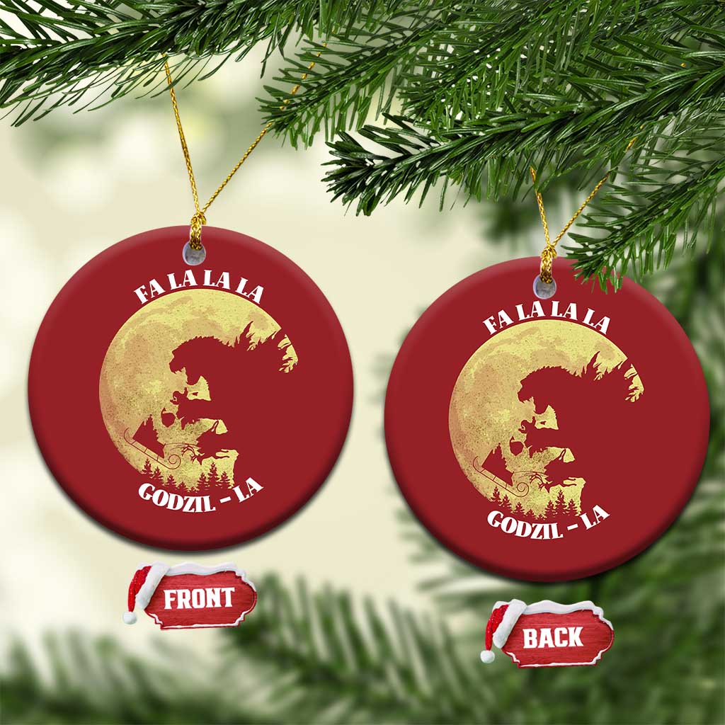 Funny Xmas Godzilla Christmas Ornament Falalala Godzil La Santa Reindeers Xmas Japanese Monster - Wonder Print Shop
