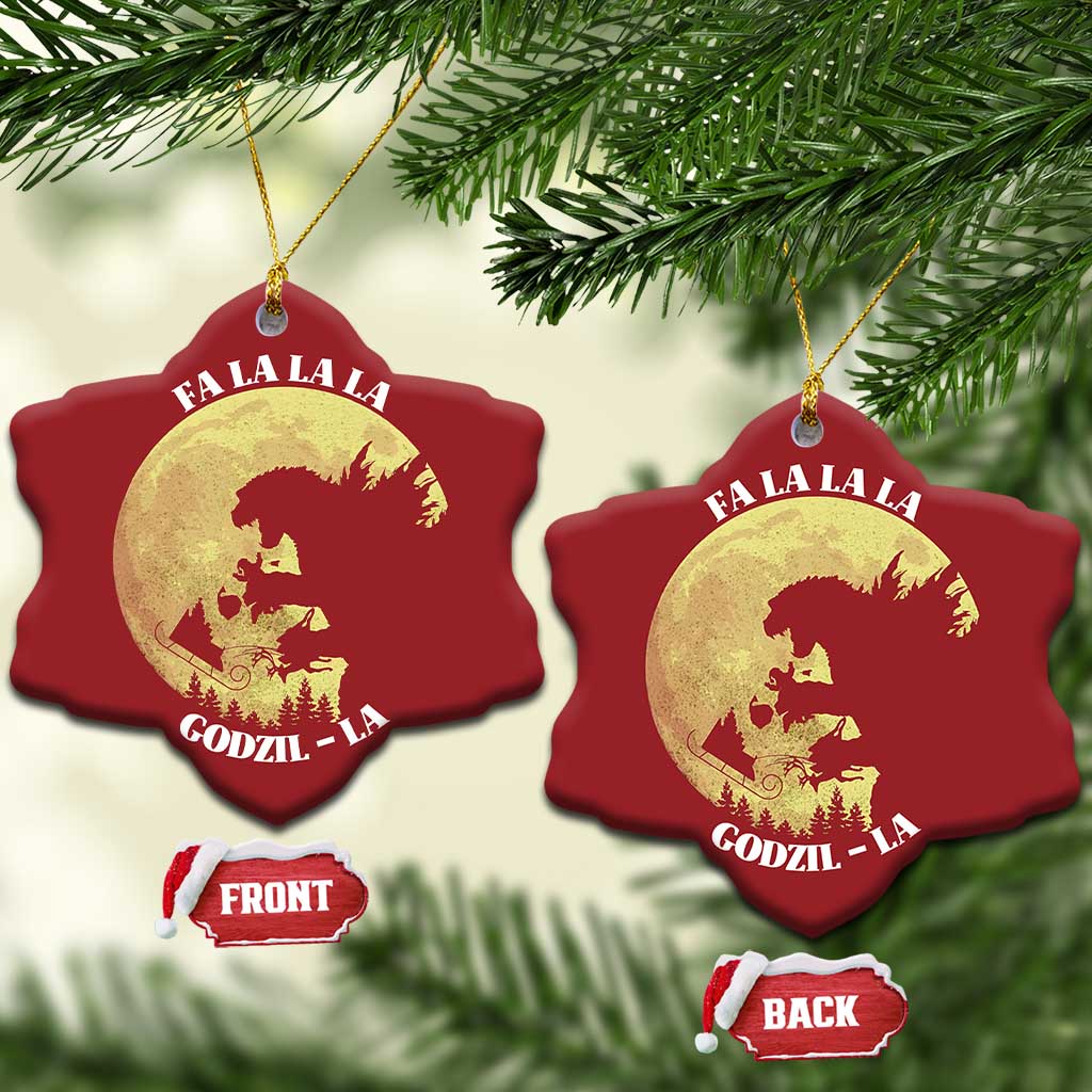 Funny Xmas Godzilla Christmas Ornament Falalala Godzil La Santa Reindeers Xmas Japanese Monster - Wonder Print Shop