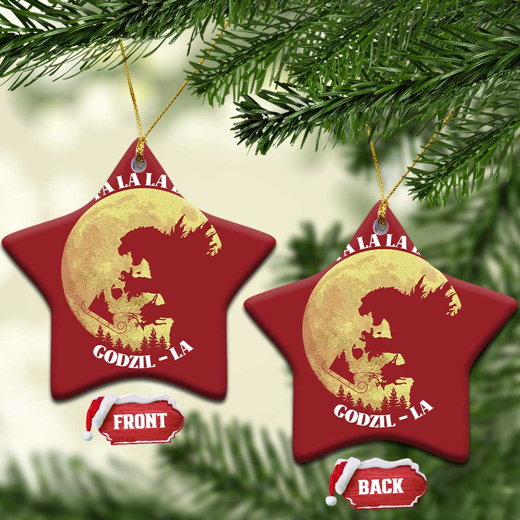 Funny Xmas Godzilla Christmas Ornament Falalala Godzil La Santa Reindeers Xmas Japanese Monster - Wonder Print Shop