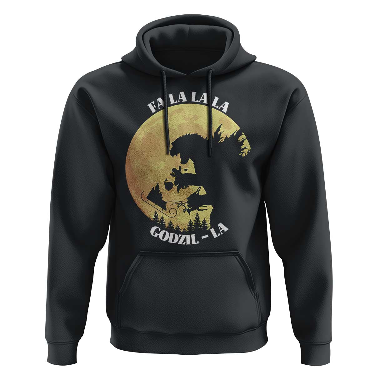 Funny Christmas Godzilla Hoodie Falalala Godzil La Santa Reindeers Xmas Japanese Monster