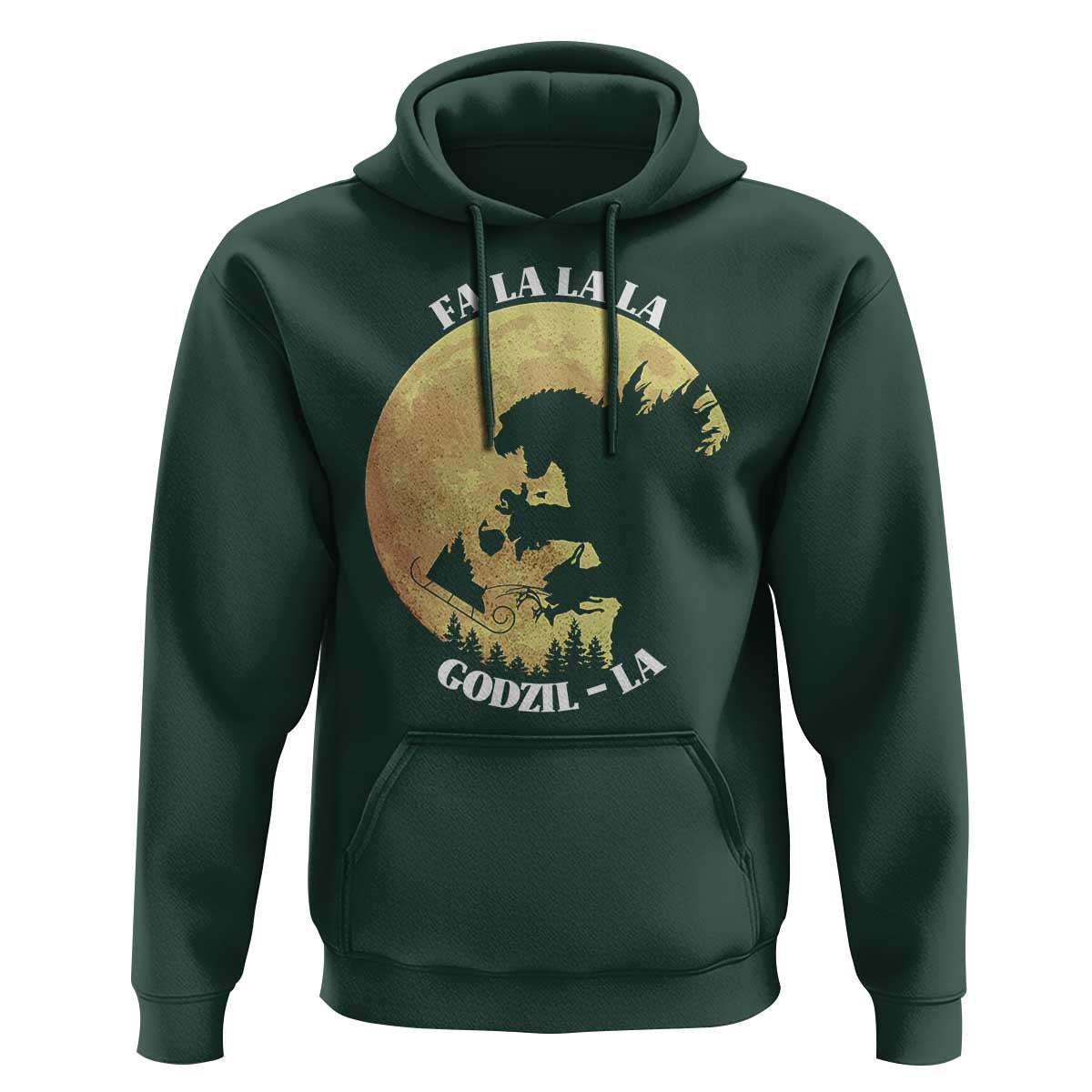 Funny Christmas Godzilla Hoodie Falalala Godzil La Santa Reindeers Xmas Japanese Monster