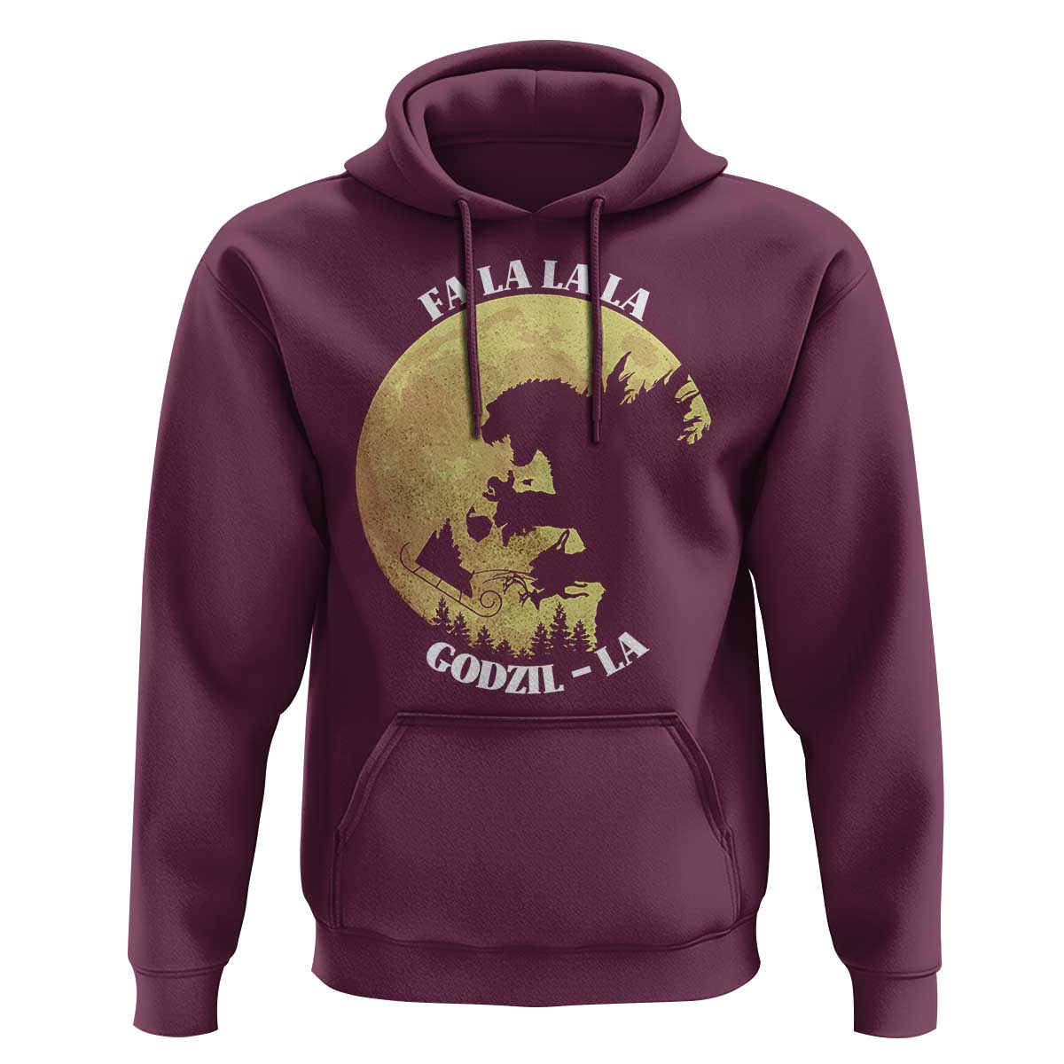 Funny Christmas Godzilla Hoodie Falalala Godzil La Santa Reindeers Xmas Japanese Monster