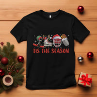 Funny Christmas Ice Hockey T Shirt Tis The Season Santa Elf Hat Hockey Equipment - Wonder Print Shop