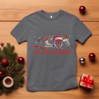 Funny Christmas Ice Hockey T Shirt Tis The Season Santa Elf Hat Hockey Equipment - Wonder Print Shop